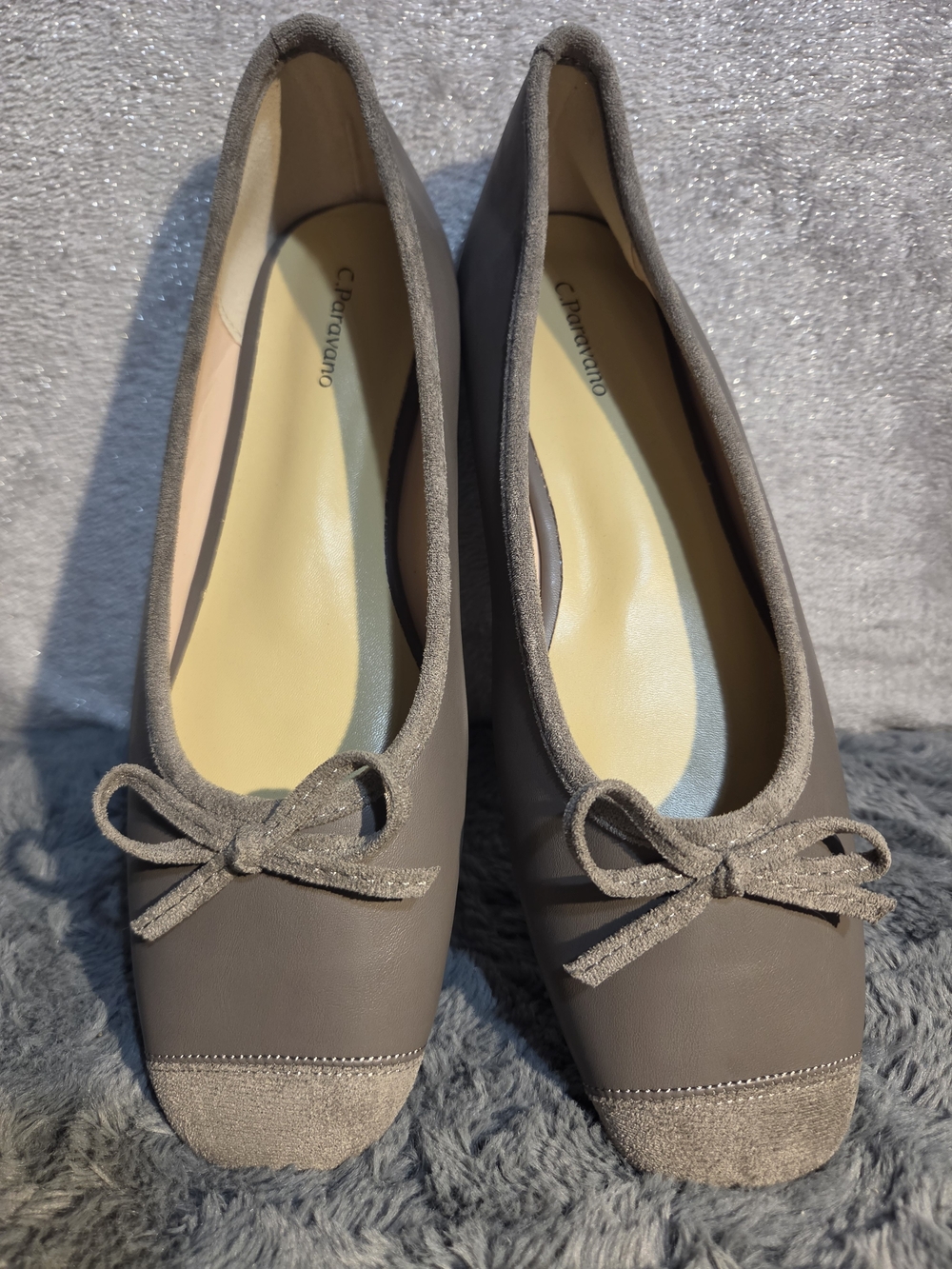 C. Paravanos In Taupe Bow & Cap Toe  Ballet Flats